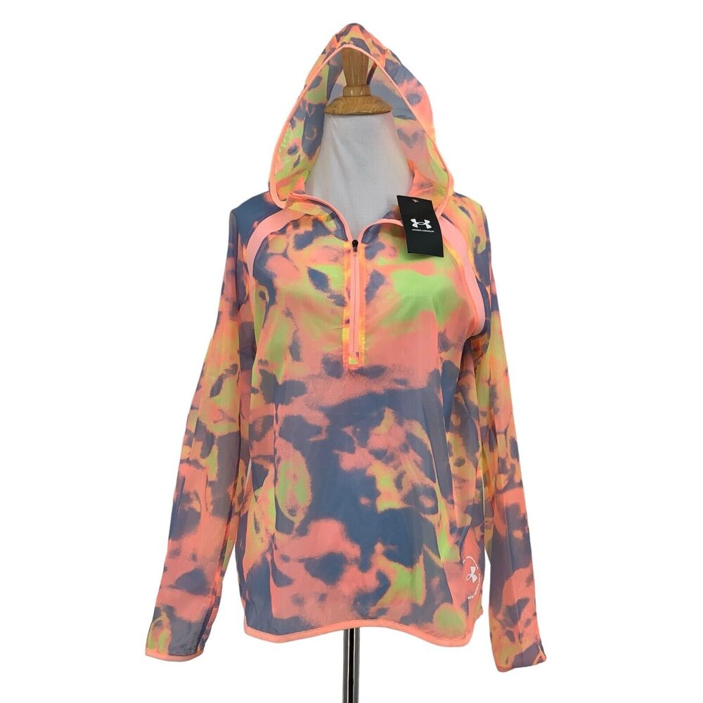 Under Armour Jacket Womens S Small Sherbet Storm Up The Pace Windbreaker 1/4 Zip